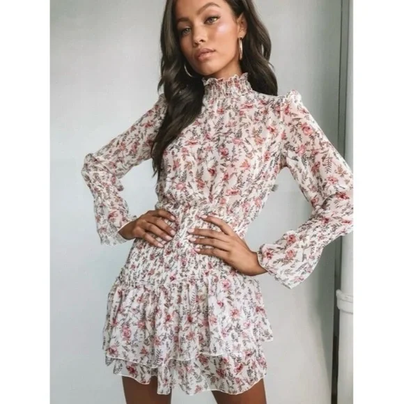 Princess Polly Guetta Mini Dress - Ditsy Floral - White/Pink - US Size 4 - NWT - Picture 5 of 14